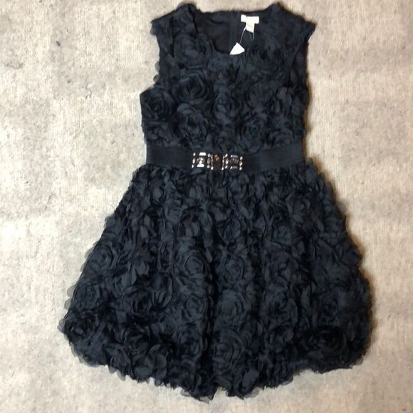 1989 Place Other - Gorgeous vintage black floral dress with bedazzled belt | Size 10